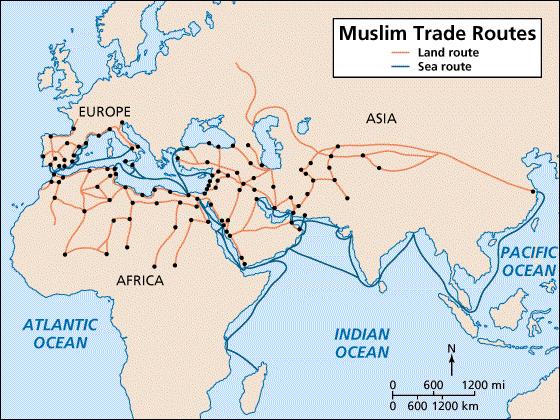 As the empire expanded, Muslims gained control of islands in the Mediterranean and of important trade routes.