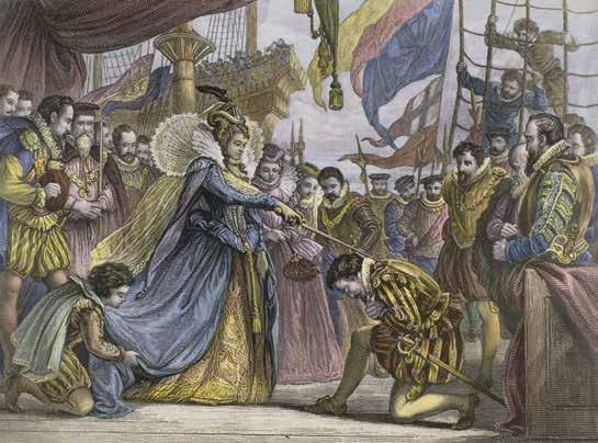 Aboard Drake s ship Golden Hind, Elizabeth I touched a sword to Francis Drake, making him a knight. on an island off the coast of North Carolina, did not last.