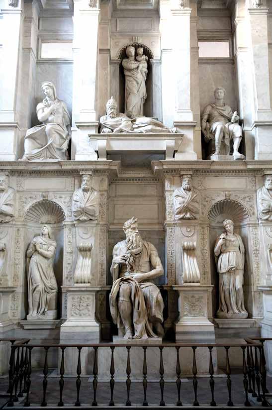 The statue of Moses holding the Ten Commandments