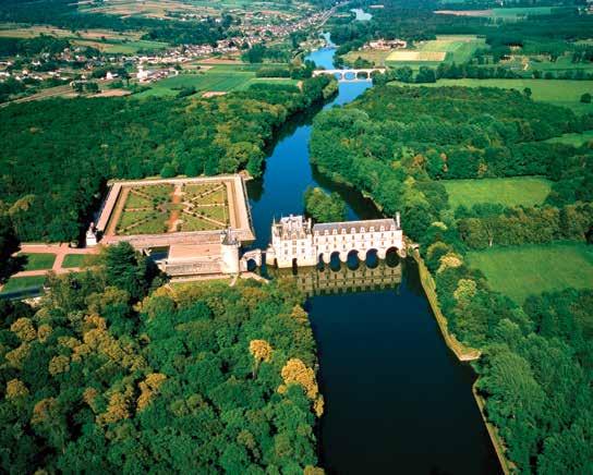 The Chateau Chenonceau (/shen*on*soe/) is located in France on the Cher River. French monarchs also built lavish chateaux (/sha*toez/), designed by Italian architects.