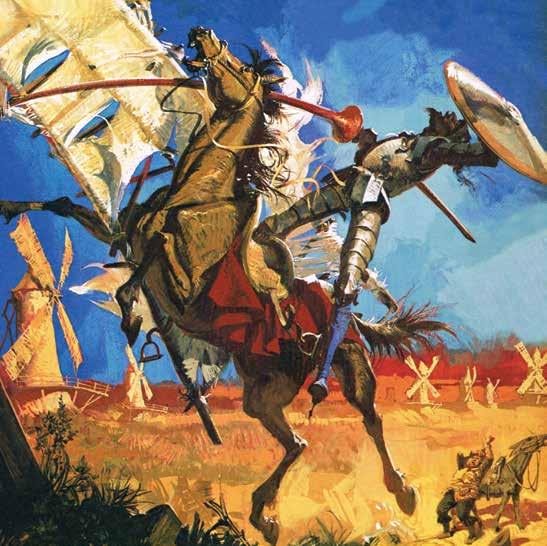 The phrase tilting at windmills, describing a noble but impractical plan, comes from a scene in Don Quixote depicted here. European Renaissance As we have seen, the Renaissance began in Italy.