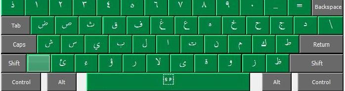 Paparan keyboard lama (dengan penambahan karakter Jāwī) Arabic Jāwī (Keyboard