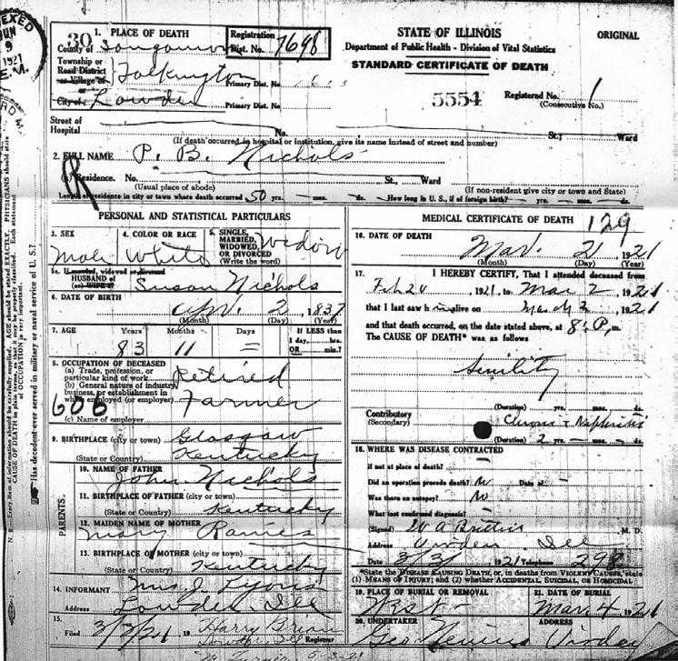 1. Death certificate for P.B.