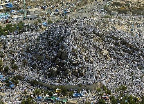 At Arafat : Seeking Mercy Pilgrims praying on Mount Arafat, known as the Mountain of Mercy The last major address of Prophet Muhammad (pbuh) known as the LAST SERMON was delivered here.