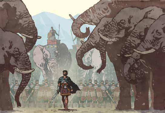 Roman legions feared the elephants when they first saw them. continued to fight. He moved from place to place, staying away from the Romans.