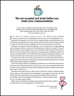 A devotion for church communicators How to use this: you can either print off the PDF and give it out or mail it as a PDF to church communicators.