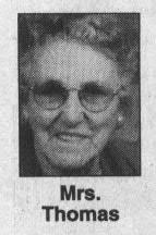 She was born Jan. 30, 1927, in Putnam County to the late Joseph Washington and Lucy Angeline Heard Maxwell. Mrs. Thomas was a self-employed cook in Cookeville for many years.