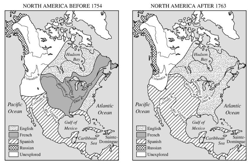 Document #2 - Maps of North America, 1754 & 1763 (below) and Map on page 136 1.