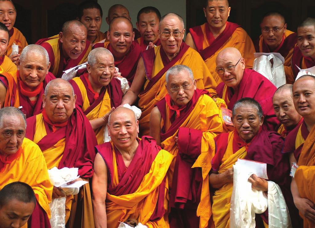 From top: FPMT geshes meeting with His Holiness the Dalai Lama, Sarnath, India, December 2006 Participants in the FPMT Education Conference, where the Discovering Buddhism program was conceived,