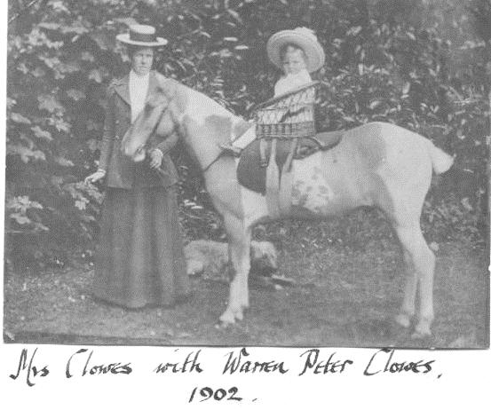 Warren Peter CLOWES Master Pat Warren Peter Clowes was the only child 1 of Peter Legh and Edith Emily (nee Warren) Clowes who were married in 1895 at Leighton Buzzard in Bedfordshire.