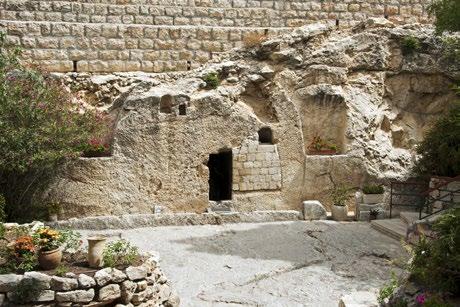 In a rock-cut tomb like this you can imagine all the events described by the Gospel writers. Christ s body was carried in and laid on a rock-cut bench inside the tomb.