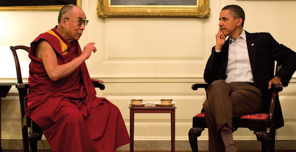 Spiritual Reunion as Dalai Lama meets US President Obama The White House President Obama meets with His Holiness the Dalai Lama in the Map Room of the White House, Saturday, July 16, 2011.