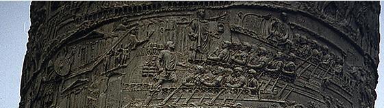 The frieze shows Augustus and Marcus Agrippa (on the left, with his head covered) and other