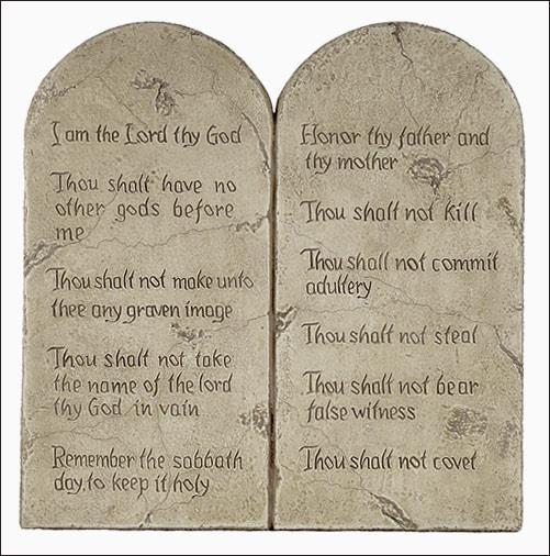 New Covenant Ten Commandments Spoken to Moses on Mount Sinai (2 stone tablets) Basis