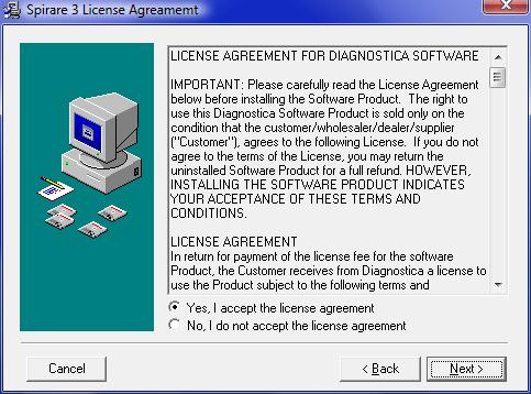 4. Starting Spirare setup 4.1. Please terminate all other programs and log on Windows as the local and network administrator (or equivalent). 4.2. Start the Spirare setup.