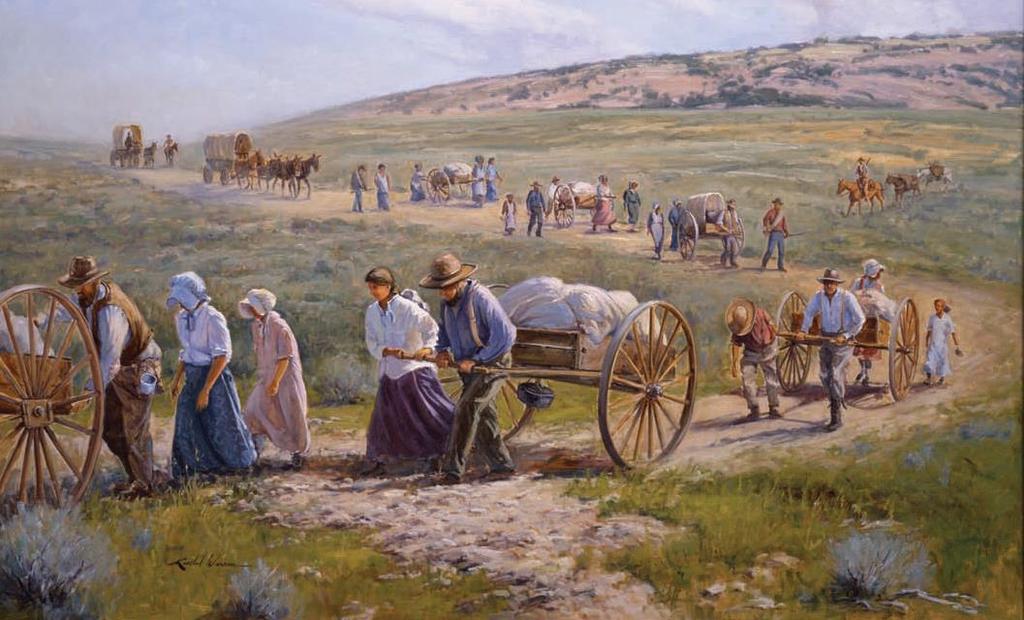 THE FIRST HANDCART COMPANIES Some of the Saints who came across the ocean from Europe went by train to Iowa City, Iowa, where