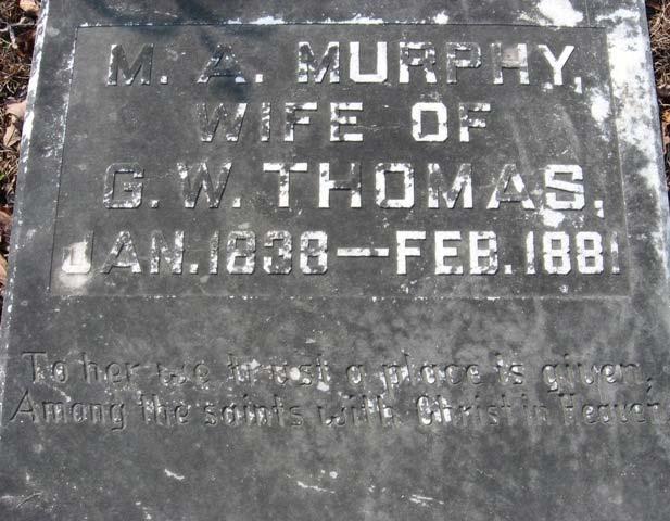 M Jane Bonham Thomas Born January 1841 Alabama Died August 1871 Alabama in Lee County Married George