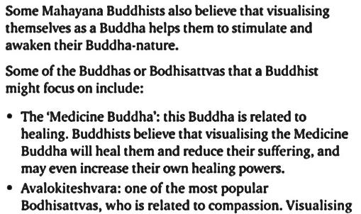 Type of visualisa tion Deity The visualization of Buddhas and Bodhisattvas