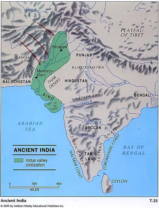 After 2000B.C., the Aryans began leaving their home territory moving in waves. Some crossed through the mountain passes in the Himalaya entering the Indus River valley around 1500B.