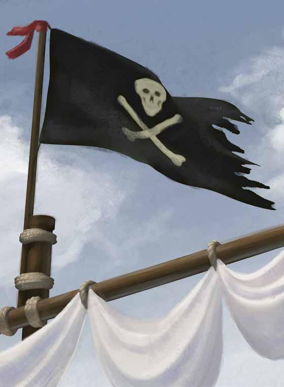 Although many pirate ships flew the Jolly Roger, the iconic black flag with a white skull