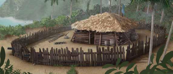 After telling my story, I had a chance to look about me. The stockade was made of trunks of pine. Near the door of the stockade was a little spring that welled up and provided fresh water.
