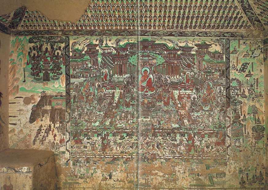 Fig. 30 Illustrations of the Sutra of Visualization on Amitabha Buddha, north wall, main chamber, Cave 217,