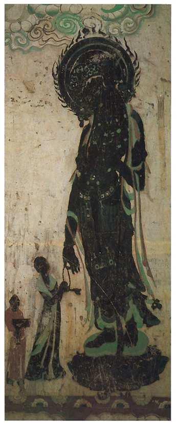 Fig. 33 Guanyin with a female donor, west wall, main chamber, Cave 205, Mogao