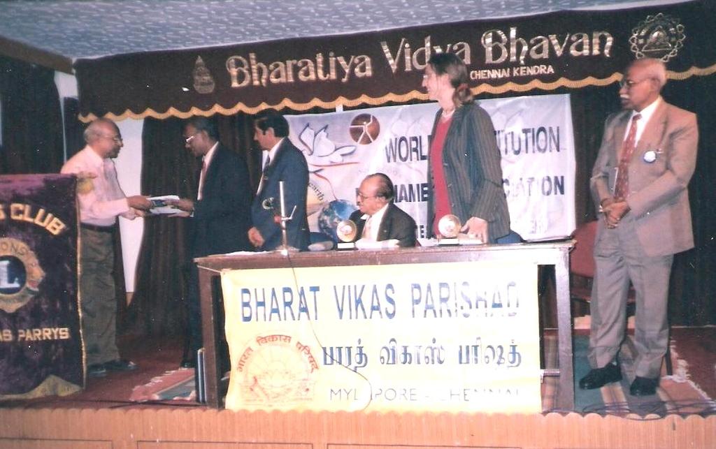 IN THE WORLD PEACE MEET ORGANISED BY BHARAT VIKAS PARISHAD AT BHARATIYA VIDHYA BHAVAN HALL AT