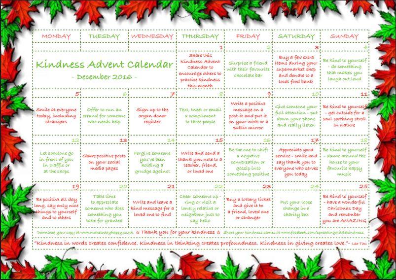 of Jesus Christ. See the Advent calendars below or on p. 3 for some fun ideas to share God s love.