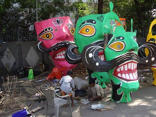 Colorful effigies of Ravan are made