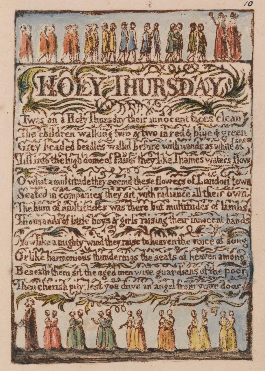 Songs of Innocence and of Experience, Plate 10, "Holy Thursday" (Bentley 19), 1789 to 1794