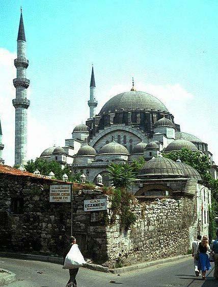 The Suleymaniye Mosque : Istanbul 1550-57 The largest Ottoman half-domed mosque It sits on the top of the sixth hill that dominates the city cascades down in a pyramidical arrangement of its domes,