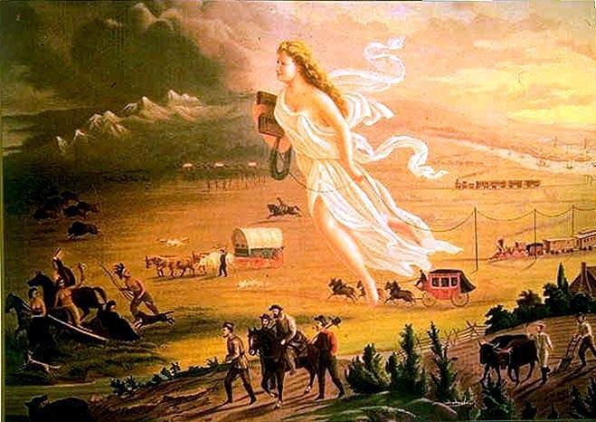Manifest Destiny and Trails West Part I. Study the picture below and answer the questions that follow. 1. List 5 images you see in this picture. 2.