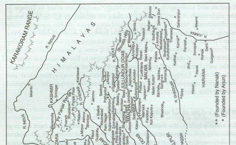 MAP 1.1 General Map of the Punjab.