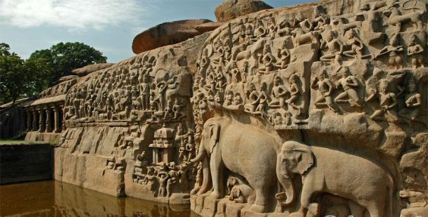 SUN (12) 11 AUG`13 MAMALLAPURAM/ CHENNAI Morning, visit the great Bas-relief of Arjuna's penance.