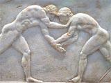 Greek Games The first Olympic games at Olympia were held in Ancient Greece in the city state of Athens 776 B.C.