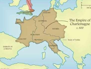 Most of the territory of Western Europe was included in the new empire governed by Charlemagne.