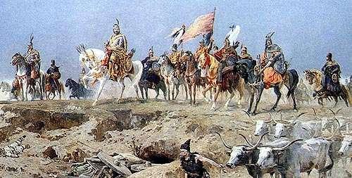The Magyars attacked on horseback from the east and Muslims