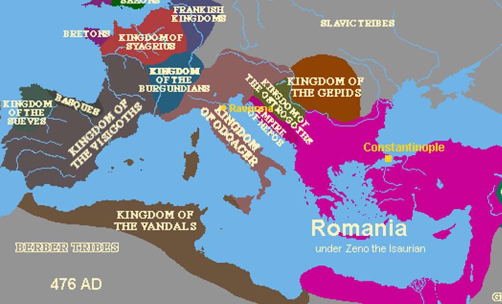 In western Europe, the Roman Empire had broken into many small kingdoms.