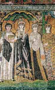 Justinian (fifth from right) and his attendants A Historian s View: Procopius (pruh KOH pee uhs) was a Byzantine historian who lived during the reign of Justinian.