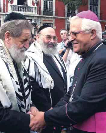 modern world events. A Roman Catholic patriarch and a Jewish rabbi shake hands. Christianity and Judaism, like other major religions, share many traditions and beliefs.