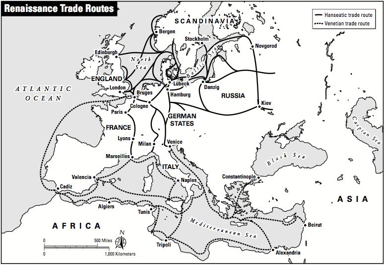 Trade in Renaissance Europe NAME: HR: DATE: Directions: Read the paragraphs below and study the map carefully. Then answer the questions that follow.