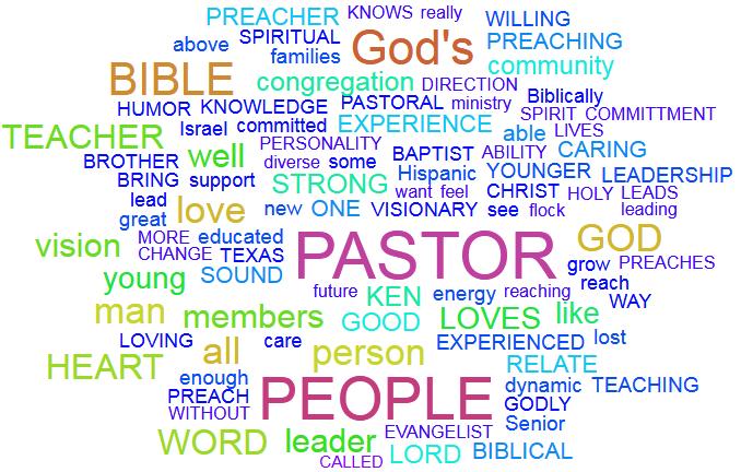 What do you believe our congregation should be looking for in our new Senior Pastor? 75% of the survey respondents answered this question.