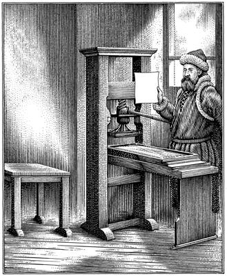 Writers and humanists in Europe greatly benefited from advancements in printing. In 1454, Johann Gutenberg printed the Bible off his printing press.