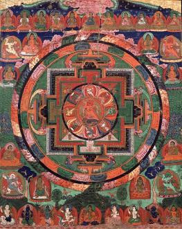Slide 8 17th century Tibetan 'Five Deity Mandala' Mandalas Making of a Tibetan