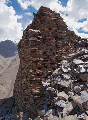 Along the trail that parallels the Wakhan River between Sarhad-e Broghil and the Little Pamir, near a side stream and camping place called Zangkuk (kuk means spring in Wakhi) is a stone tower on a