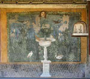 the roofs into basins as shown middle right (a house in Pompeii) and where both painted garden