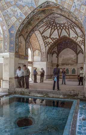 At left: Two views of the renowned Fin Gardens in Kashan,