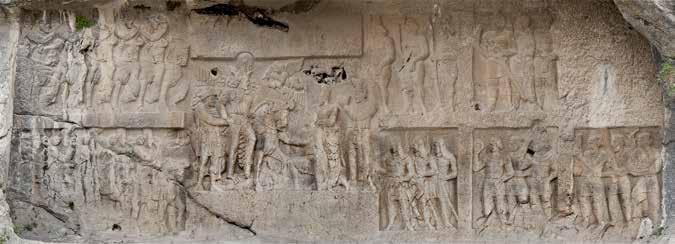 The Bishapur 2 relief on the left side of the river, depicting in the