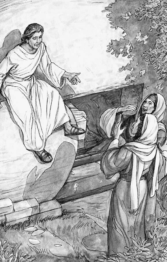 An angel tells the women that Jesus